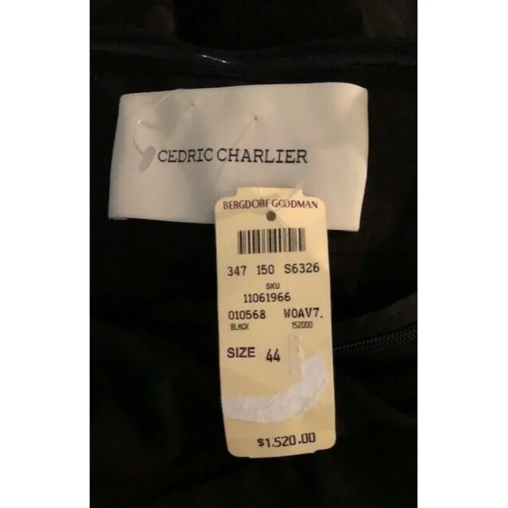 NWT $1500 CEDRIC CHARLIER SEEING DOTS BLACK CHIFFON STRAPLESS DRESS SIZE 10 - Picture 9 of 9
